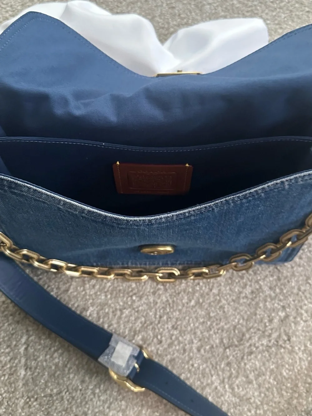 Coach Denim Chain Tabby 30 Shoulder Bag  with Gold Hardw